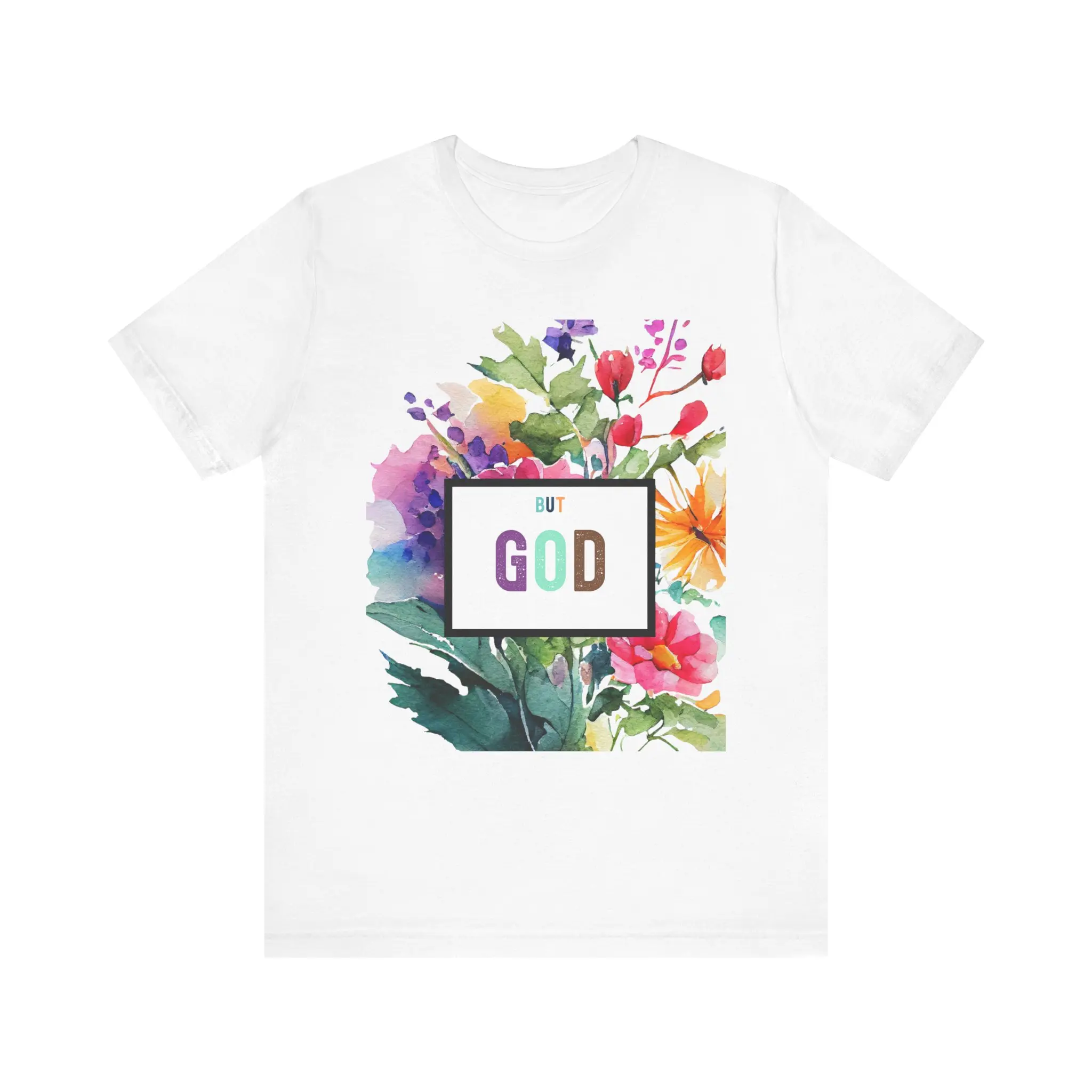 Floral God Inspirational Tee Motivational T-Shirt Mother's Day Gift Faith-Based Apparel Spring Fashion Unisex Tee 100% Airlume Combed Cotton Soft Breathable Ribbed Knit Collar Shoulder Tape Advanced Printing Techniques streetwear graphic