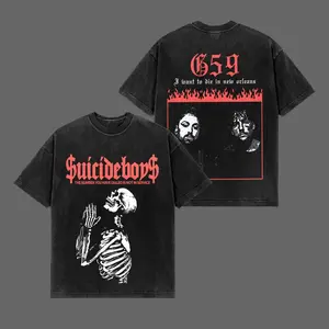 Vintage Suicideboys Washed T Shirt Oversized Unisex Rap Graphic Tee Heavyweight Cotton Streetwear Hip Hop Fan Shirt Retro Band Merch Casual Fashion Top US Style Gift Tee