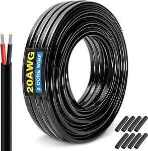 20 Gauge 2 Conductor Electrical Wire 26FT/66FT/100FT 20 AWG Stranded Oxygen-Free Tinned Copper PVC Cord, 12V Low Voltage Flexible Cable for Automotive Wiring, Lamp Cord, Marine Cable