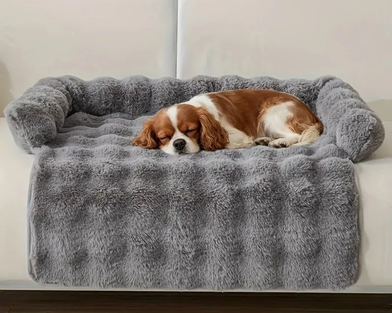 Magnolia Pet Luxury Calming Plush Pet Mattress with Pillow - Dog Anxiety Bed for Joint & Muscle Support, Non-Slip, Scratch-Resistant, Easy-to-Clean for Daily Naps & Overnight Sleep