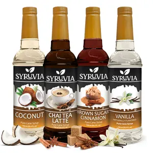 Syruvia Premium Coffee Collection, Variety Pack – Coconut, Chai Tea Latte, Brown Sugar Cinnamon & Vanilla Syrup – Perfect for Coffee, Lattes & Desserts – 25.4 Fl oz Bottles (4 Pack)