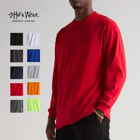 SHAKAWEAR Men's Active LONG Sleeve T Shirts Lightweight Shaka Wear Longsleeves T Shirt Regular Fit Cotton Tee Casual Crew Neck Cotton