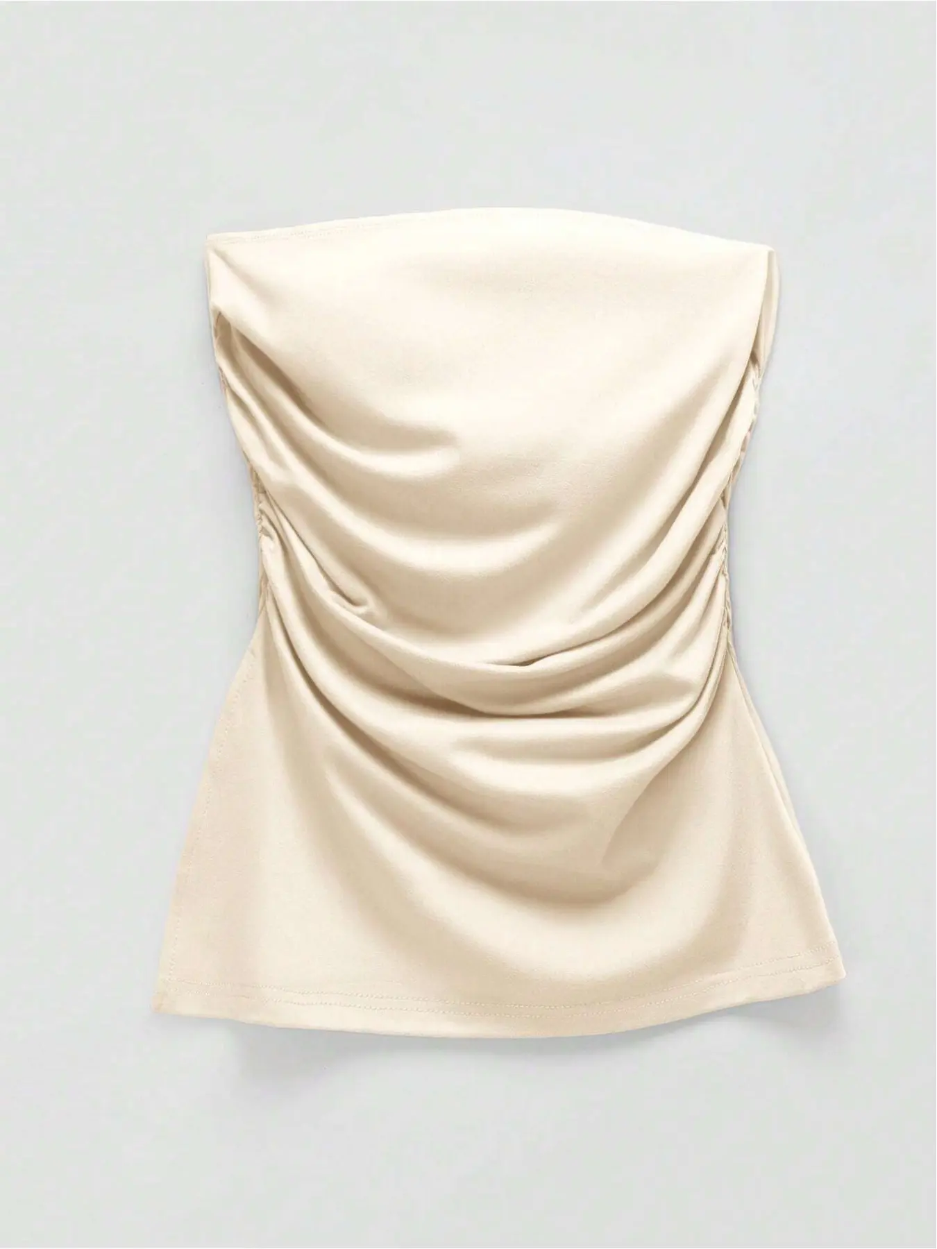 Women's solid color minimalist pleated design fashionable chic summer fitted strapless top womenswear, elegant and stylish, enhances temperament, suitable for various occasions such as parties, dances, dates, work, casual outings, and bars.