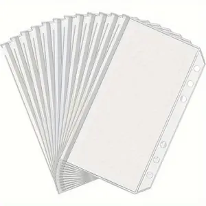 New A5 A6 Color 6PCS Binder Pockets Binder Zipper Folders for 6-Ring Notebook Binder Waterproof PVC Leaf Document Filing Bag