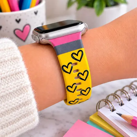 Teacher Pencil Heart Watch Band | Cute School Watch Strap | Back to School Band