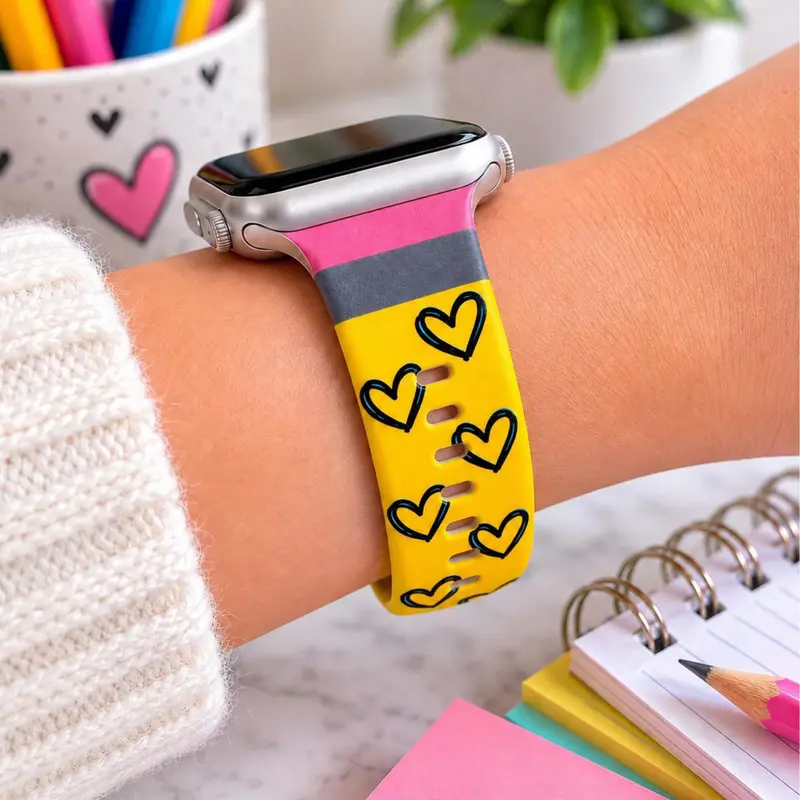 Teacher Pencil Heart Watch Band | Cute School Watch Strap | Back to School Band