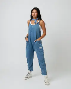 Women's Tank Romper - Light Indigo Washed Denim