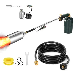 Propane Weed Torch, WADEO Weed Burner Torch Kit with 10 FT Hose Regulator, Weed Torch with 1,800,000 BTU, Self Igniting and 1lb Propane Cylinder Converter for Flame Weeding, Roofing, Melting Ice Snow