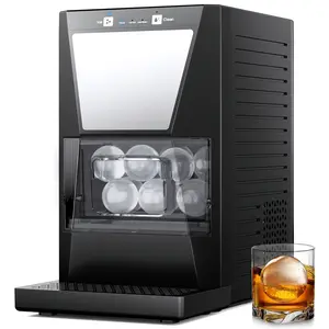 Countertop Ice Machine, 36 pcs/Day, 2 pcs/40 mins, Clear Ball Ice Maker with Ice Tong & Self-Clean, Quiet Home/Bar/Party Ice for Whiskey Bourbon Parties