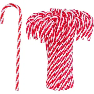 50 count Christmas Plastic Candy Cane Christmas Tree Hanging Ornament Twisted Crutch Candy Canes for Xmas  Holiday Decoration Party Favor