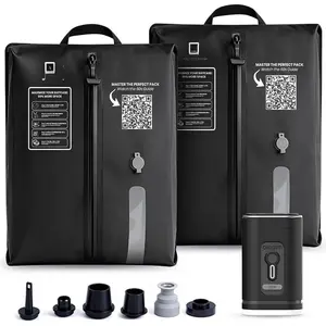 Travel Vacuum Bags with Electric Pump - 2 Pack Space Saver Compression Kit for Luggage, Portable Storage for Clothing and Suitcases, Includes USB Rechargeable Sealer