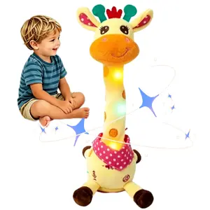 Talking Giraffe Stuffed Toys, Volume Adjustment Dancing Singing Animal Light Up Toys Repeat What You Say Mother's Day Gifts