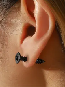 Women's Screw Stud Earrings Set, Punk Style Earrings, Gothic Style Halloween Jewelry Accessories, Dark Theme Party Essentials