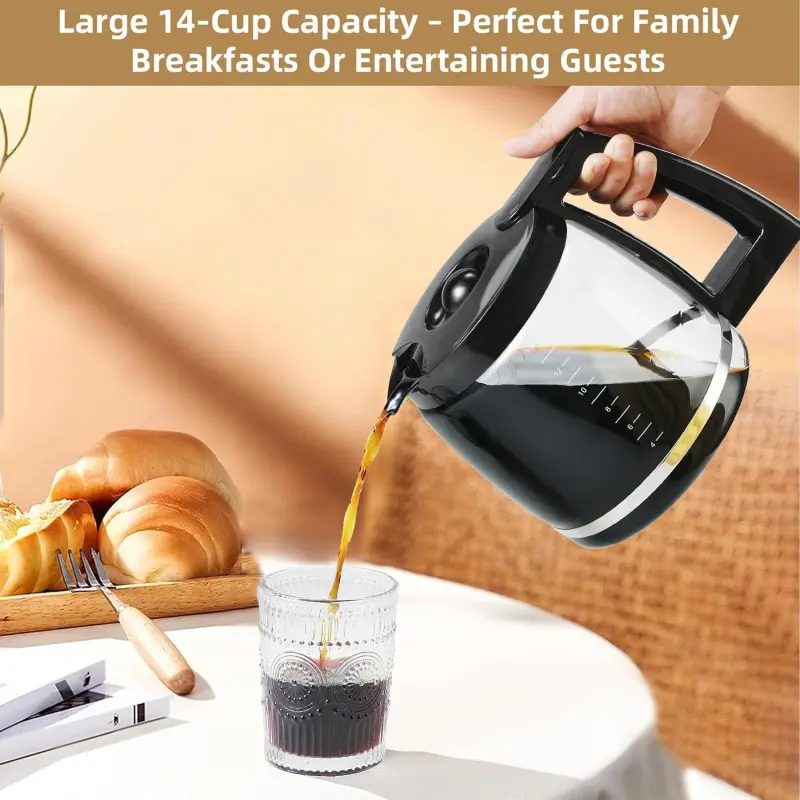14-Cup Glass Coffee Carafe Replacement Compatible with Cuisinart Models  DCC-3200P1, DCC- 3200, DCC-2200RC, Coffee Pot Replacement 14 Cup with  Ergonomic Handle and Dripless Spout - TikTok Shop