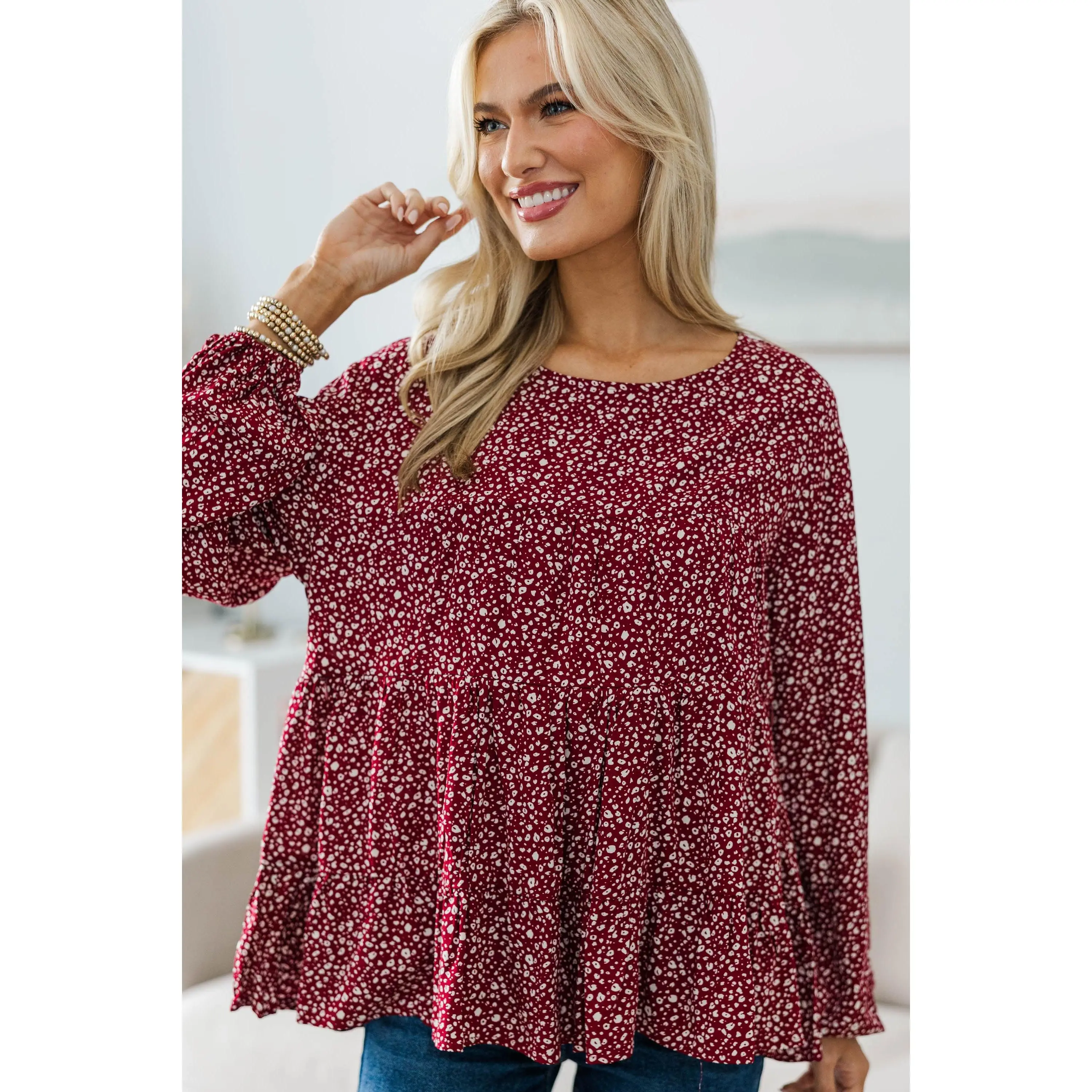 NURSING COLLECTION: Feeling Blessed Red Ditsy Floral Tunic