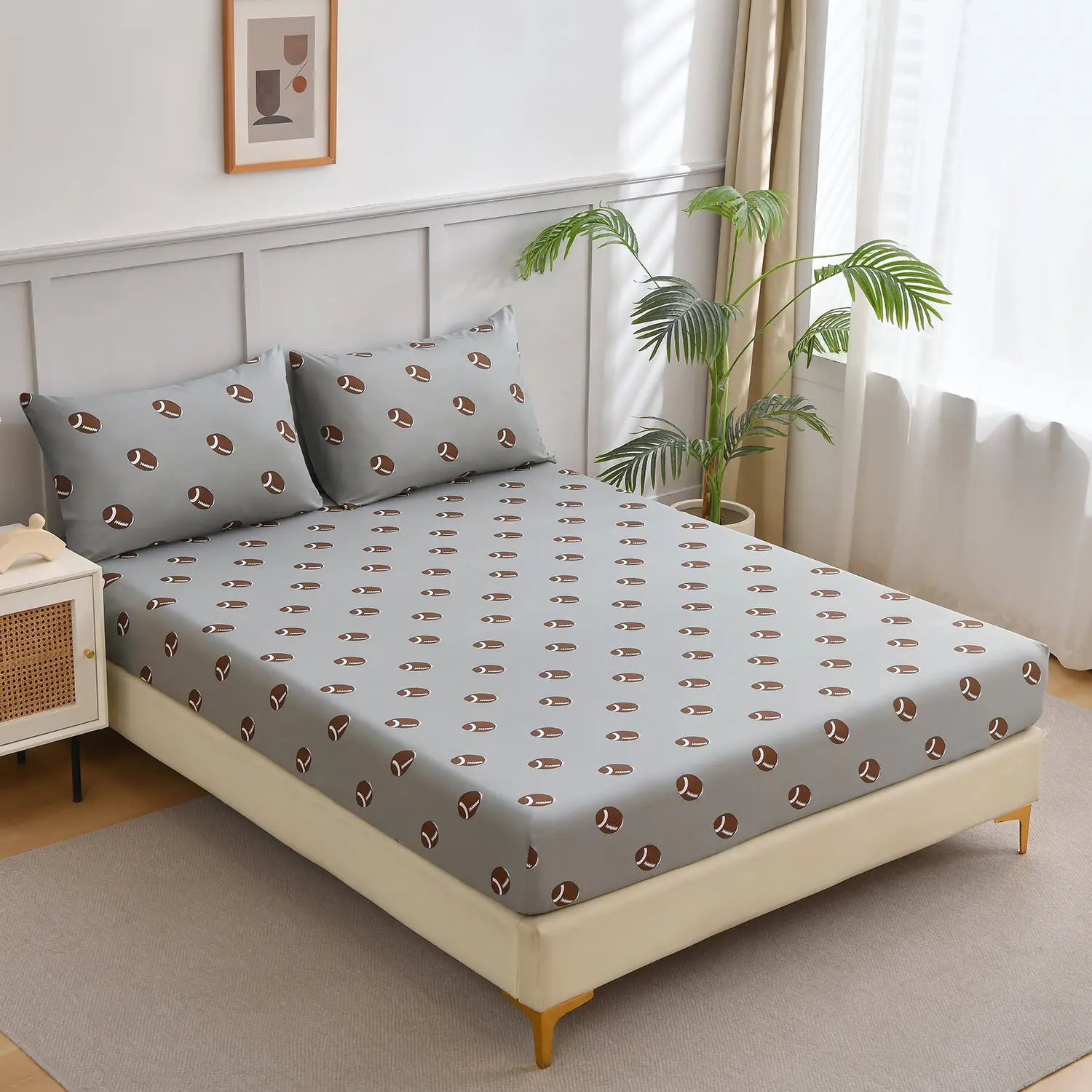 2-Pack Sports Printed Fitted Sheet Set – 2 Fitted Sheets + 4 Pillowcases (No Flat Sheet)