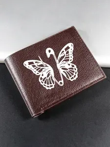 Practical Butterfly Pin Design Leather Wallet, Foldable Card Holder, Casual Daily Use, Trendy Fashion Accessory, All Seasons