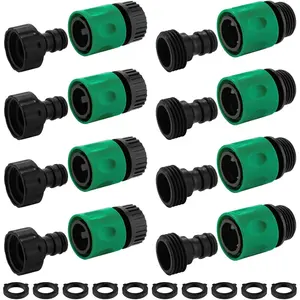 16 count Garden Water Hose Quick Connectors,3/4 Inch GHT Male and Female Water Hose Quick Connect Fittings with 10 count Rubber Washer