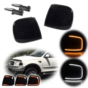 2pcs Smoke Front Switchback LED Paking DRL Turn Signal lamps Lights For Ford F-Series Truck,Replace OEM F75Z13200AC, F75Z13201AC, FO2551118, FO2550118