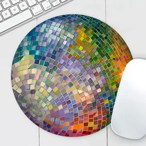 Colorful Disco Ball Pattern Mouse Pad, Round Mouse Pad with Keyboard Pad, Non-Slip Rubber Base Mouse Pad for Office Home Game