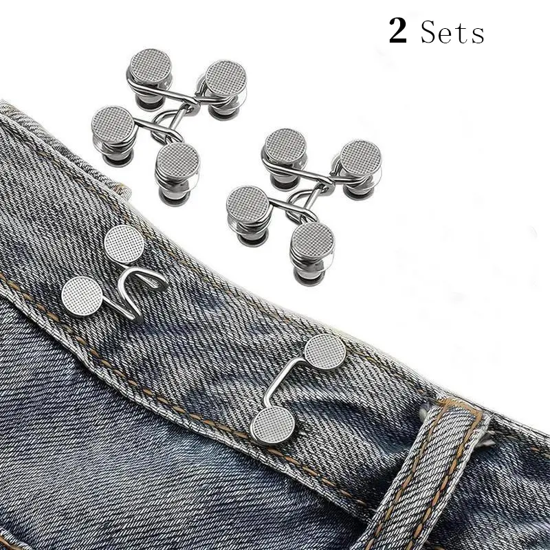 Jeans Button Tightener Set. 2 Sets Handmade Jeans Button Pins, Easy To Install Waist Tightener Button for Indoor & Outdoor, Accessories for Women