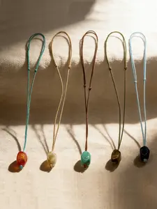 Bohemian Simple Style 1mm PU Rope Layered Necklace, Handmade Sliding Knot Friendship Necklace, Unisex Fashion Jewelry Gift