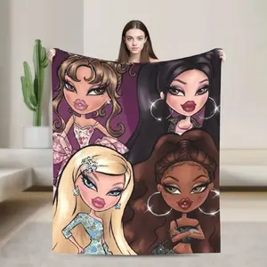 Super Soft BlanketChildren Camping Bratz Shining Girls Throw Blanket  Flannel Bedspread For Bedroom Graphic Sofa Bed Cover