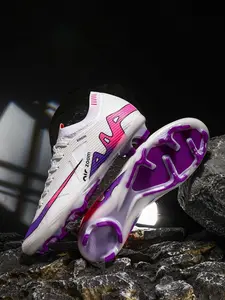 Durable Anti-Slip Soccer Shoes, Grass Suitable, Random Print, Sports Fabric Laces, Fg Long Nails, Outdoor Spring Fall Seasons, Football Cleats, Football Field Boots