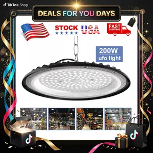 200W UFO LED High Bay Light Commercial Industrial Lighting for Warehouses and Retail Spaces 30,000 Lumens, Includes US Standard Plug and Suspension Chain, 6000K Daylight Color Temperature, Safe and Efficient,DealsForYouDays