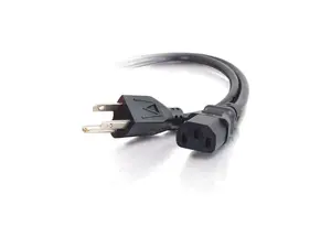 C2G 29925 16 AWG Universal Power Cord - NEMA 5-15P to IEC320C13, TAA Compliant, Black (2 Feet, 0.60 Meters)