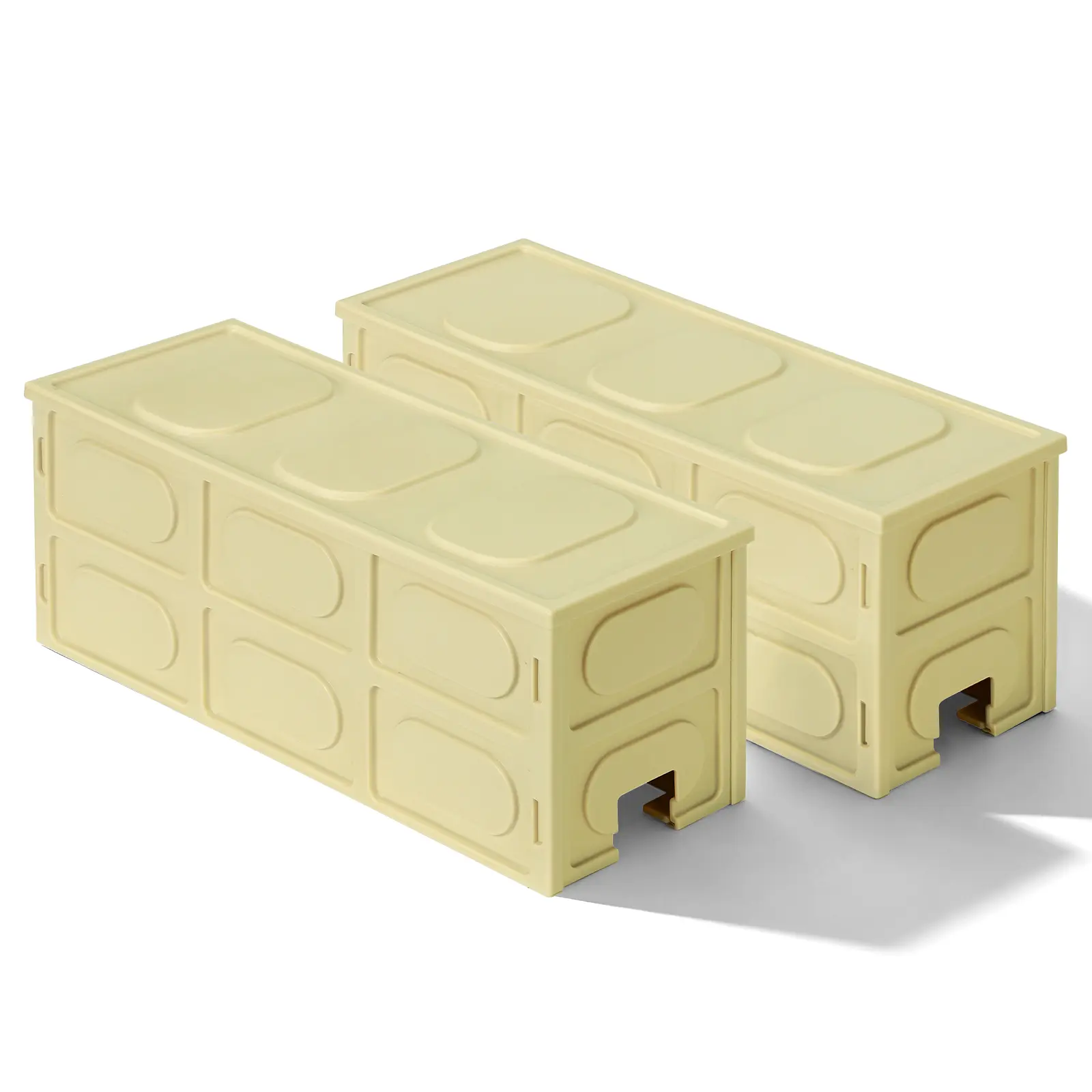 Storage Solutions - 2-Pack Cream-Colored Rectangular Storage Boxes for Organizing