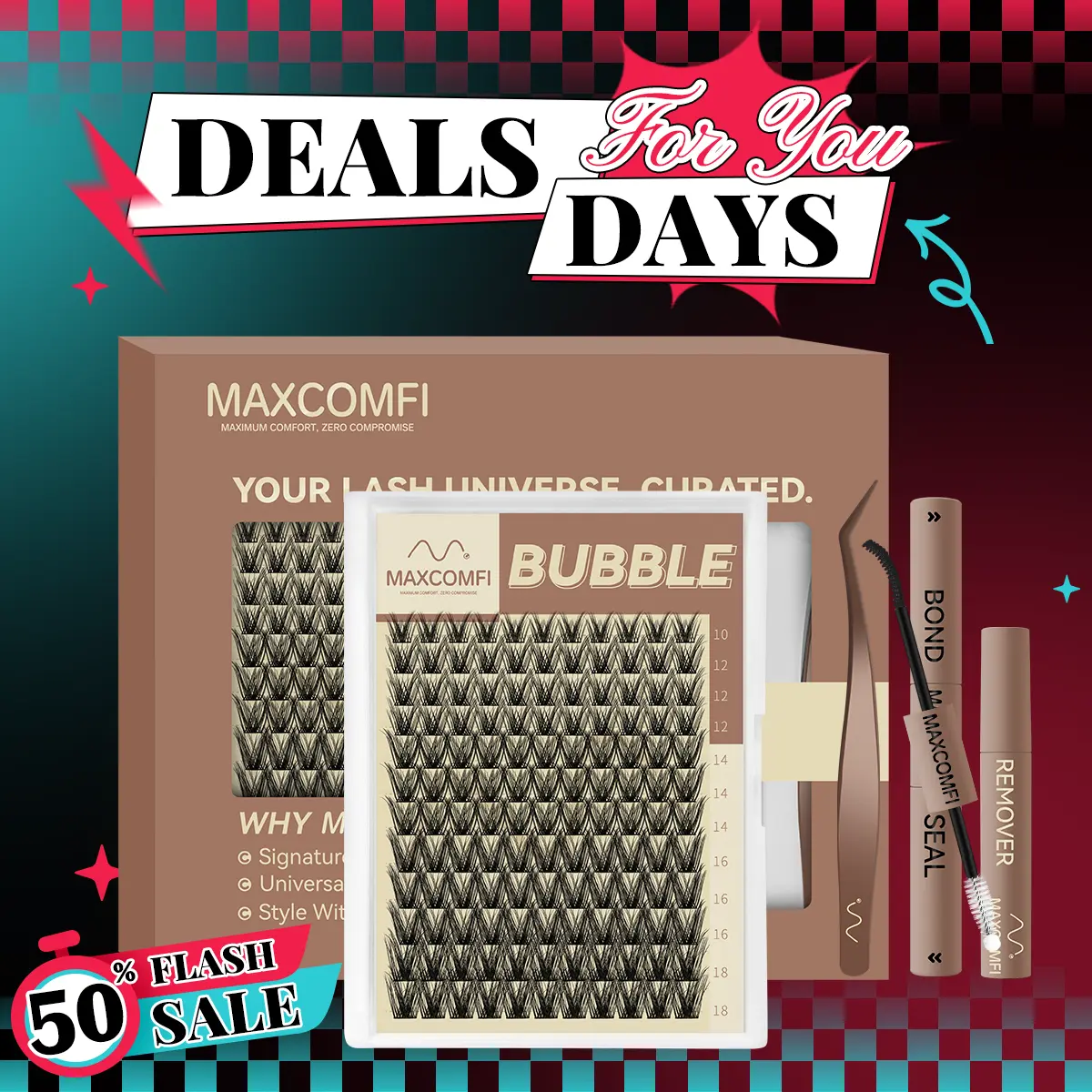 Bubble | Maxcomfi Bubble Fluffy Dense Lash Clusters, Mega Volume Thick Bouncy DIY Individual Cluster Eyelash Extensions, Reusable Full Dramatic Voluminous Lashes Natural & Glam Makeup Look for Daily Party
