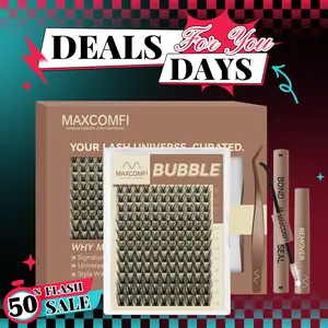 Bubble | Maxcomfi Bubble Fluffy Dense Lash Clusters, Mega Volume Thick Bouncy DIY Individual Cluster Eyelash Extensions, Reusable Full Dramatic Voluminous Lashes Natural & Glam Makeup Look for Daily Party