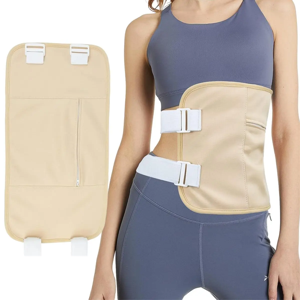 Waist Castor Oil Pack without Castor Oil, Organic Castor Oil Wrap with Adjustable Band & Pocket, Reusable Body Care Castor Oil Accessories for Women