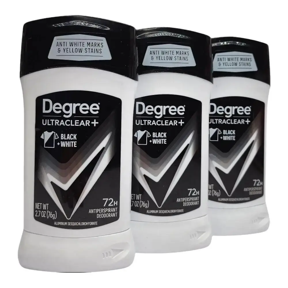 Degree Men UltraClear+ Non-Aerosol Solid Stick Antiperspirant Deodorant for Deodorant Personal Care, Black & White, 2.7 oz, 3-Pack - Long-Lasting Maximum Sweat Control Protection