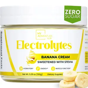 My Adventure to Fit Banana Cream Electrolyte Drink Mix Zero Sugar Hydration Powder with Natural Flavor Stevia Sweetened High Potassium Kid Friendly Keto Vegan Caffeine Free Energy Boost 30 Servings - Healthcare