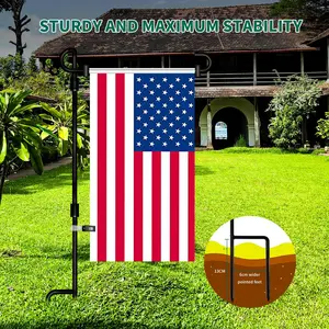 SZHLUX Garden Flag Stand, Premium Yard Flag Pole Holder (35.4''×16.4'') Metal Powder-Coated Weather-Proof Paint With One Tiger Clip And Two Spring Stoppers Without Flag, Black