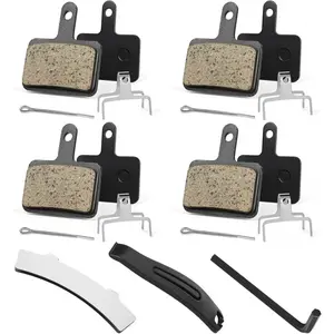 4 Pairs   Pads,  Semi-Metallic MTB Disc  Pads, with Installation Tools, Suitable for E-, Fit for Tektro Shimano TRP M520 M510 MT200 Deore Br-M575 T615 T675