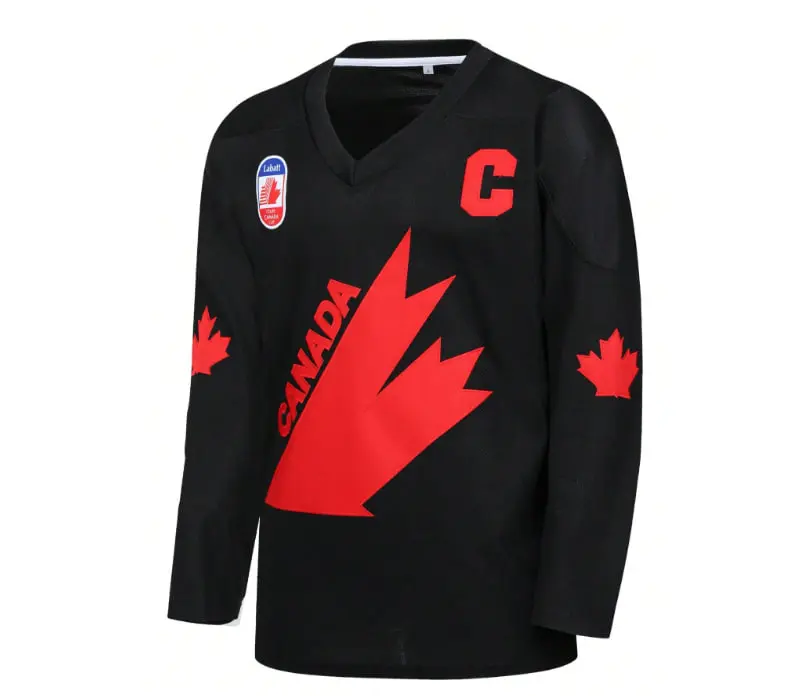 Men's Ice Hockey Jersey, #99 Black V-Neck Long Sleeve