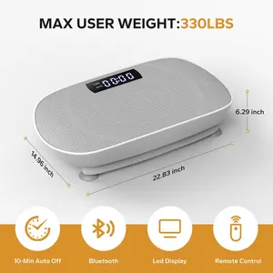Vibration Platform with LED Display, 10 Adjustable Speeds, Quiet, Compact, Full-Body Relaxation & Toning, White pins  and  needles   low vibrate plate stormy chair  workout