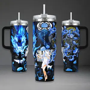 That Time I Got Reincarnated as a Slime Tumbler, Rimuru Tempest Blue Flame 40oz Cup with Handle, Demon Lord Jura 20oz Stainless Steel Travel Mug, Otaku Gift, Rimuru Inspired Insulated Tumbler