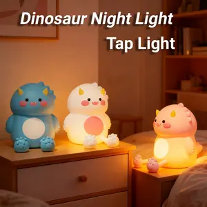 Cute Dinosaur LED Night Light, Silicone Table lamp, Lamps for Bedroom, 3 Level Brightness & Auto-Off, Soft &Comfortable Light, Floor Lamp, Lights for Decoration, Bedroom Bedside AtmosphereLight, Lights for Bedroom, Bedside Light For Desktop, Dorm, Bedroom