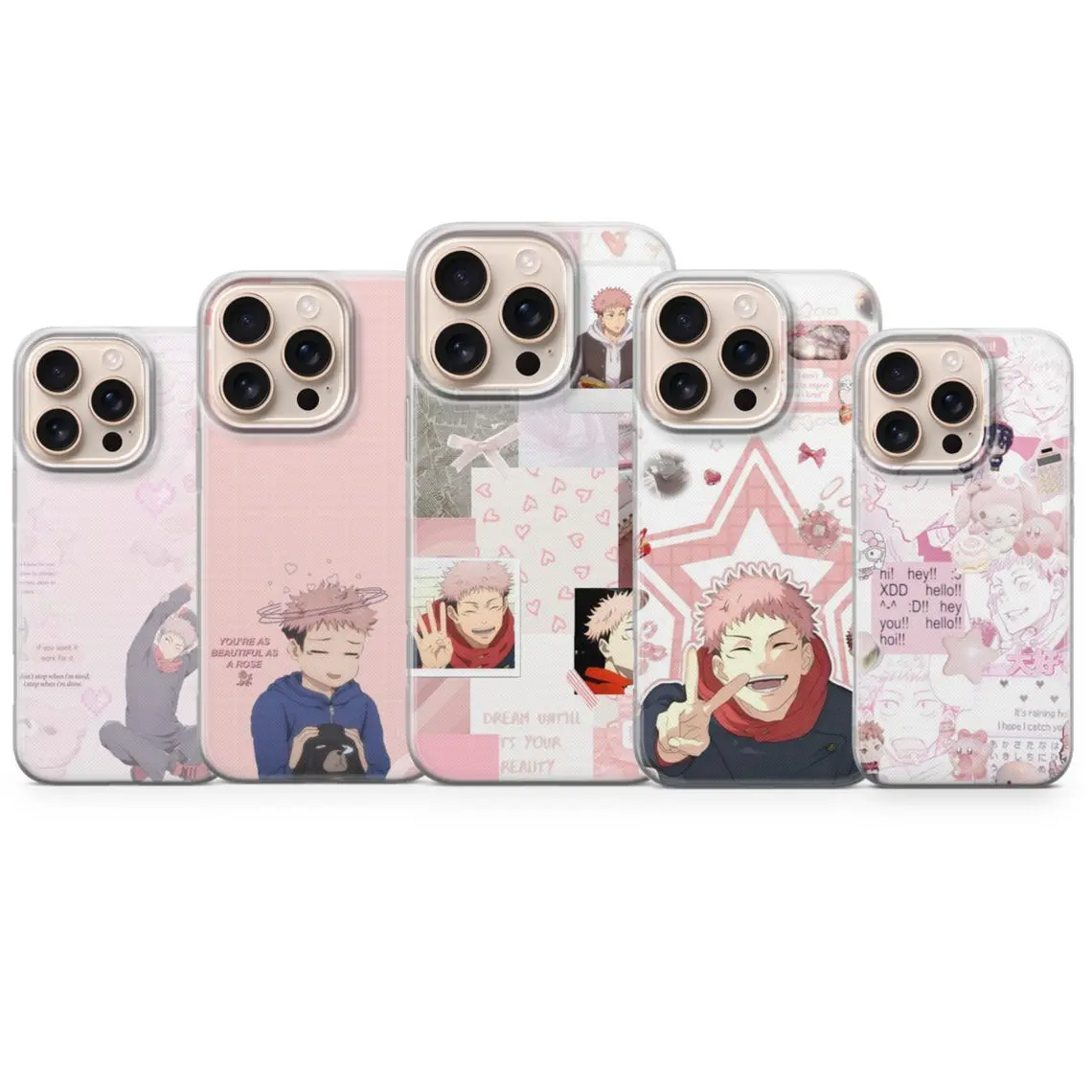Yuji Itadori Phone Case Jujutsu Kaisen Anime Case Pink Aesthetic Yuji Cover for iPhone X, 11, 12, 13, 14, 15, 16, 17 & more – check our available sizes