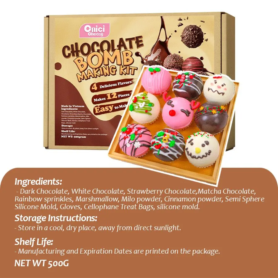 CHOCOLATE BOMB MAKING KIT – 12 Pieces | Hot Cocoa Bomb Kit (4 Flavors)