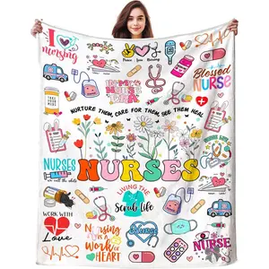 Nurse Gifts for Women Nursing Graduation Blanket Throw Nursing Gift Plush Flannel Accessories Nurse Practitioner Gifts for Nurses Work Office Decor Retirement Birthday Gift