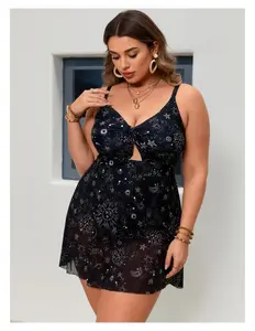 Plus Size Swimsuit Women - Black & White Printed Mesh One Piece Swimwear - Tummy Control Bathing Suit - Modest Swimsuits for Women - Curve & Plus Size Bikini