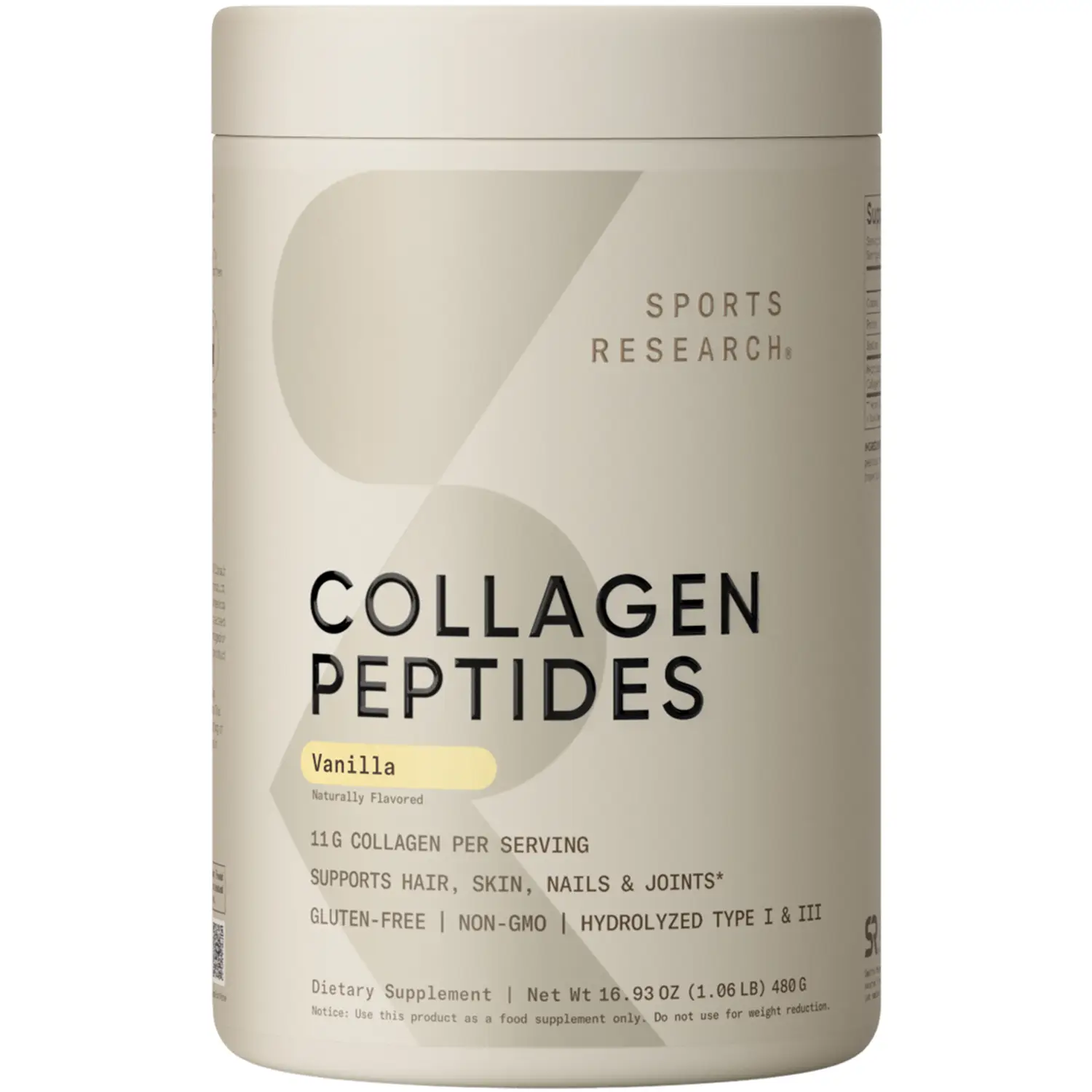 Sports Research Collagen Peptides - Hydrolyzed Type 1 & 3 Collagen Powder Supple...