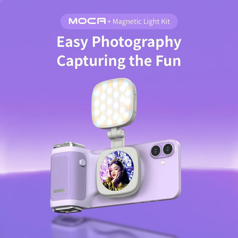 Comitok-Moca Phone Grip Handle for iOS 26+, Control Camera Switching & Focus, Compatible with Magnetic Phones, Portable & Easy Storage, Selfie Accessories