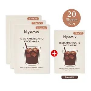 KLYNMIX Iced Americano Caffeine Mask 20 Sheets - Depuffing Brightening Firming with Caffeine Niacinamide & Peptides for Enhanced Skincare Routine