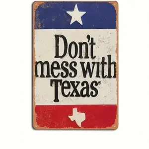 Aluminum Painting Rustic Dont Mess With Texas Metal Wall Sign Distressed Design With Star And Bold Red White Blue Durable Vintage Decor Outdoor Decor Home Decor